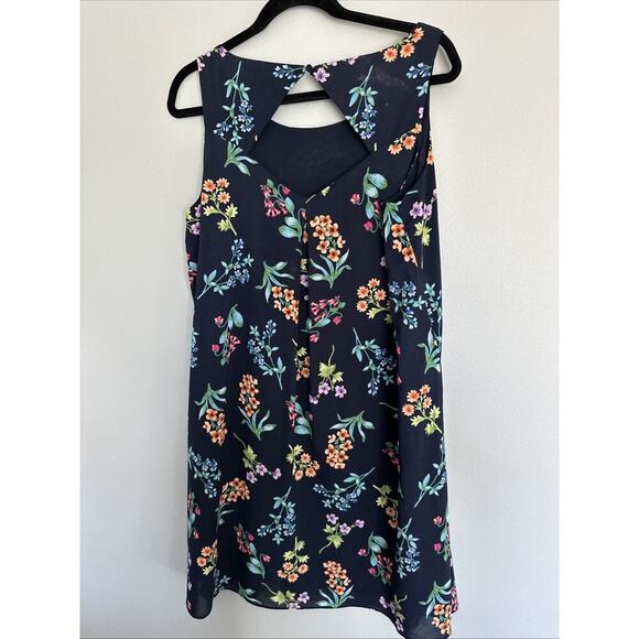 Philosophy Women's L Sheath Dress Floral Sleeveless Navy Spring‎ Flowers Keyhole - Picture 5 of 7